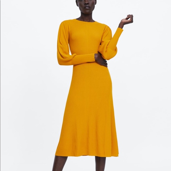 Zara Dresses Zara Mustard Knit Dress Poshmark